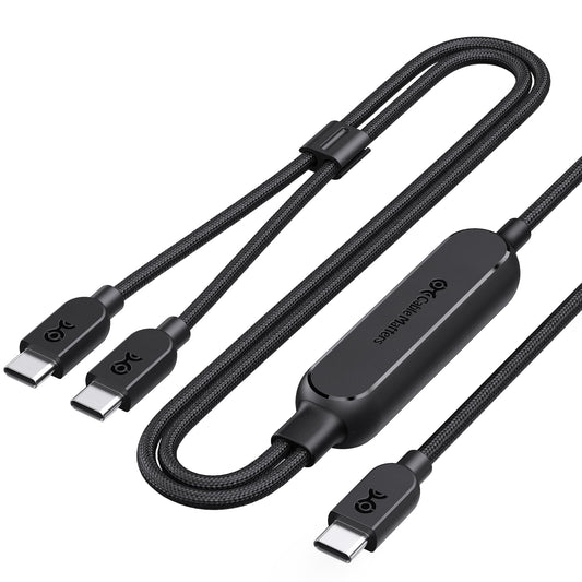 Cable Matters Braided 2-in-1 USB C to USB C Cable - 6ft, 140W Smart Power Allocation for Laptops and Phones, Supports Charging & Data Transfer, USBC