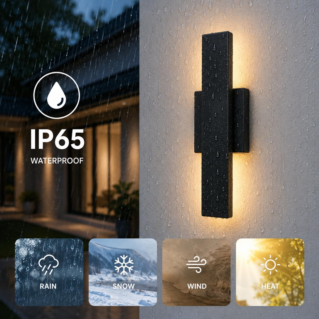 OUVR Outdoor Modern LED Wall Light, Linear Exterior Sconce, Waterproof Porch Light with Remote,3000K 4000K 5000K Dimmable Outdoor Lighting for Garage
