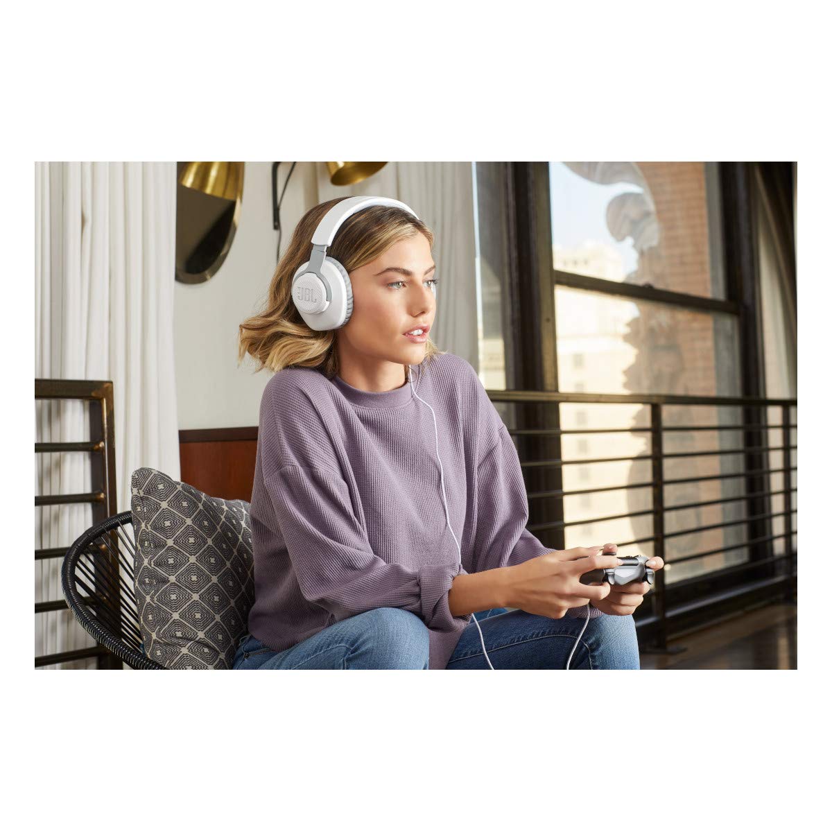 JBL Quantum 100 - Wired Over-Ear Gaming Headphones - White, Large