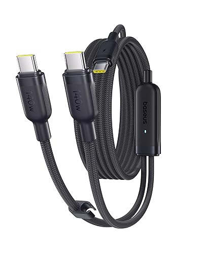 Baseus USB C Cable, Single Port Max 140W 4.9FT 5A USB C Charger Cable, 2 in 1 Multi Fast Charging Cable, Nylon Braided USB C to USB C Cable
