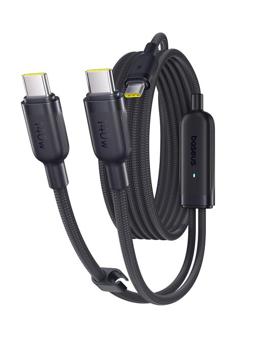 Baseus USB C Cable, Single Port Max 140W 4.9FT 5A USB C Charger Cable, 2 in 1 Multi Fast Charging Cable, Nylon Braided USB C to USB C Cable