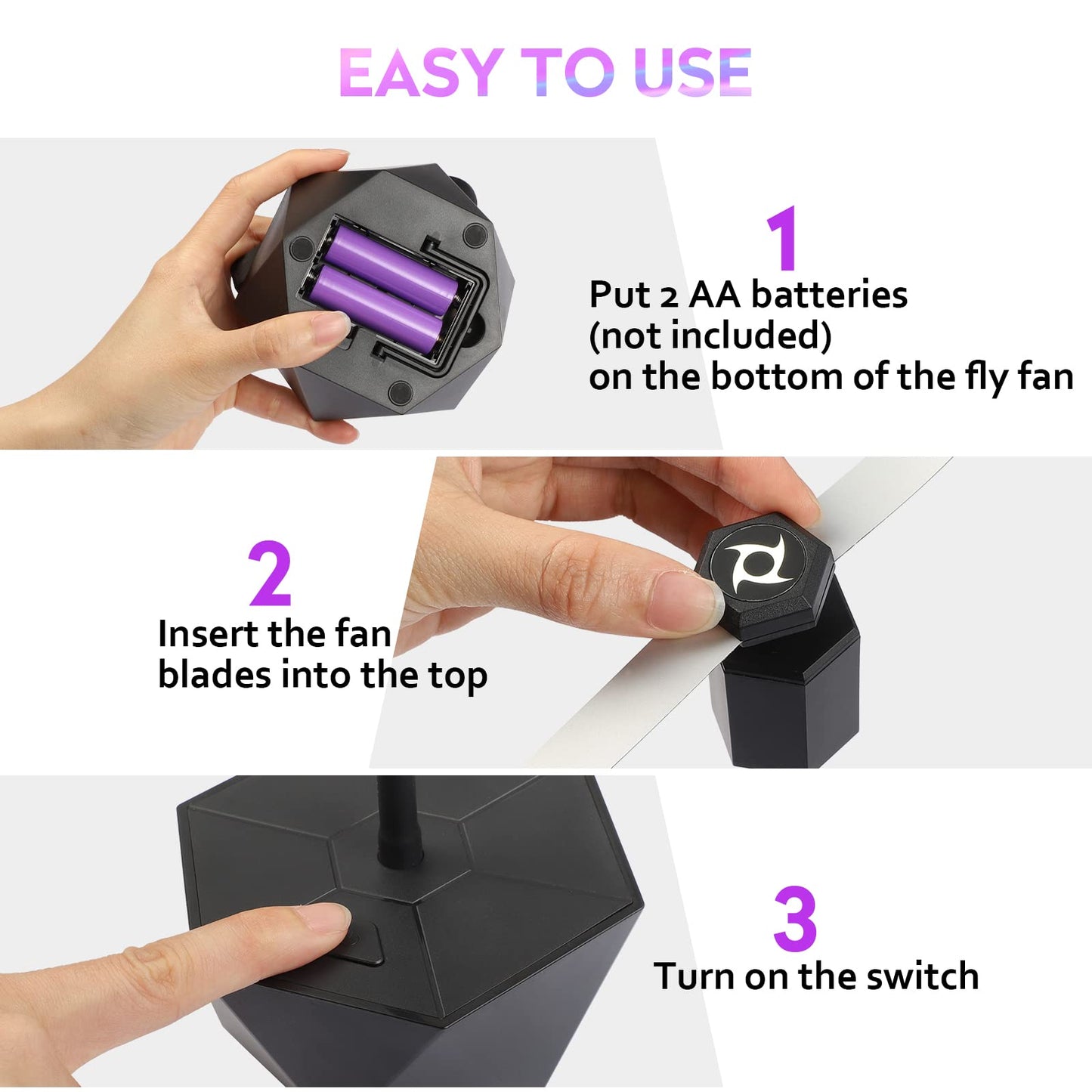 PIMAG Fly Fans for Tables, Fly Repellent Fan Outdoor Indoor Keep Flies Away, Fly Repellent Fans for Tables with Holographic Blades for Picnic, Party