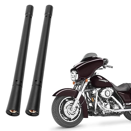 KSaAuto H12 Pair AM/FM Radio Antenna for Harley Davidson Road Street Electra Tour Glide (1998-2026) 7 Inch Polished, Copper Core & Screw, Flexible