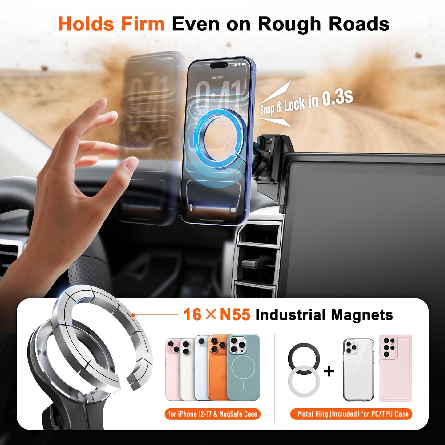 Car Phone Mount for Toyota Tundra 2022 2023 2024 2025 2026 & Sequoia 2023-2026: Magnetic Cell Phone Holder for 3rd Gen Toyota 14-Inch Screen