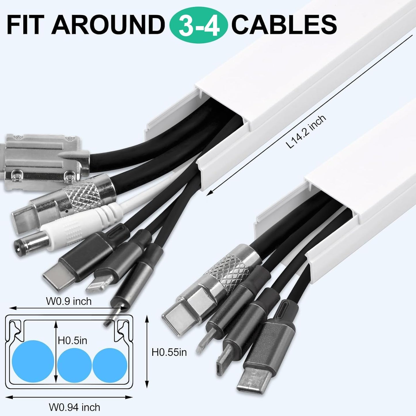 Rindion Cord Hider, 85.2in TV Cable Hider, Cord Covers for Wires on Wall, Wire Covers for Cords on Wall, Self-Adhesive Wire Hider for TV on Wall Cable