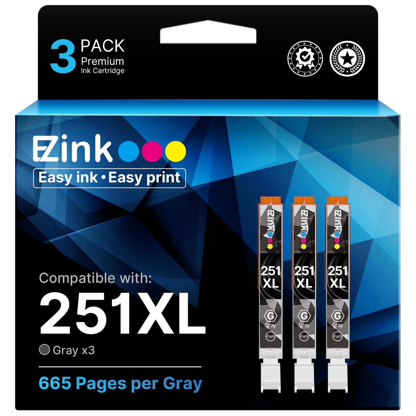 251XL Ink Cartridge for Canon CLI-250XL 251 XL for IP8720 MG6320 (3 Gray)