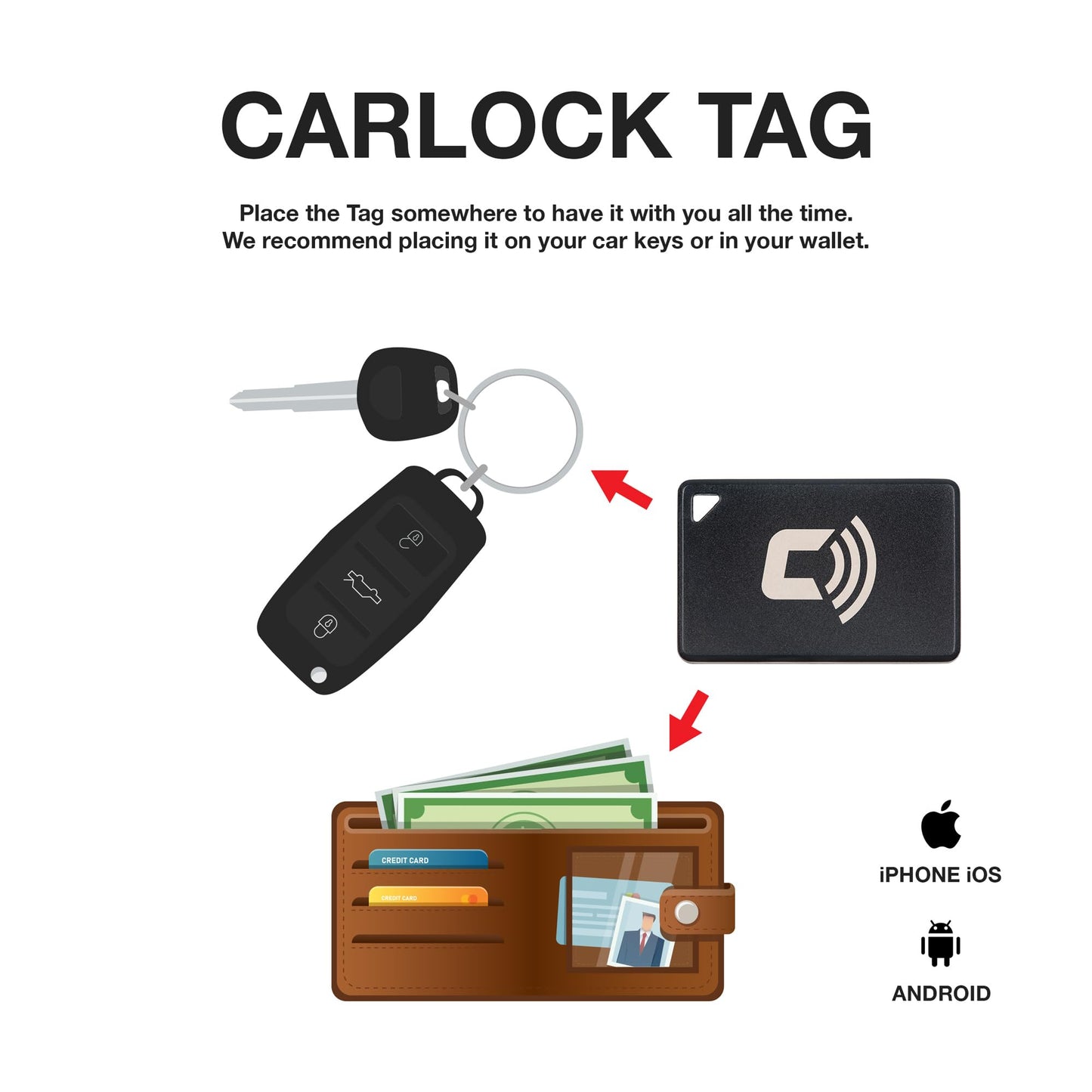 CARLOCK TAG 2.0 - Bluetooth Upgrade for Carlock Device. Automatic Security Alerts Based on Your Proximity to the Car, Reducing False Alarms. Up