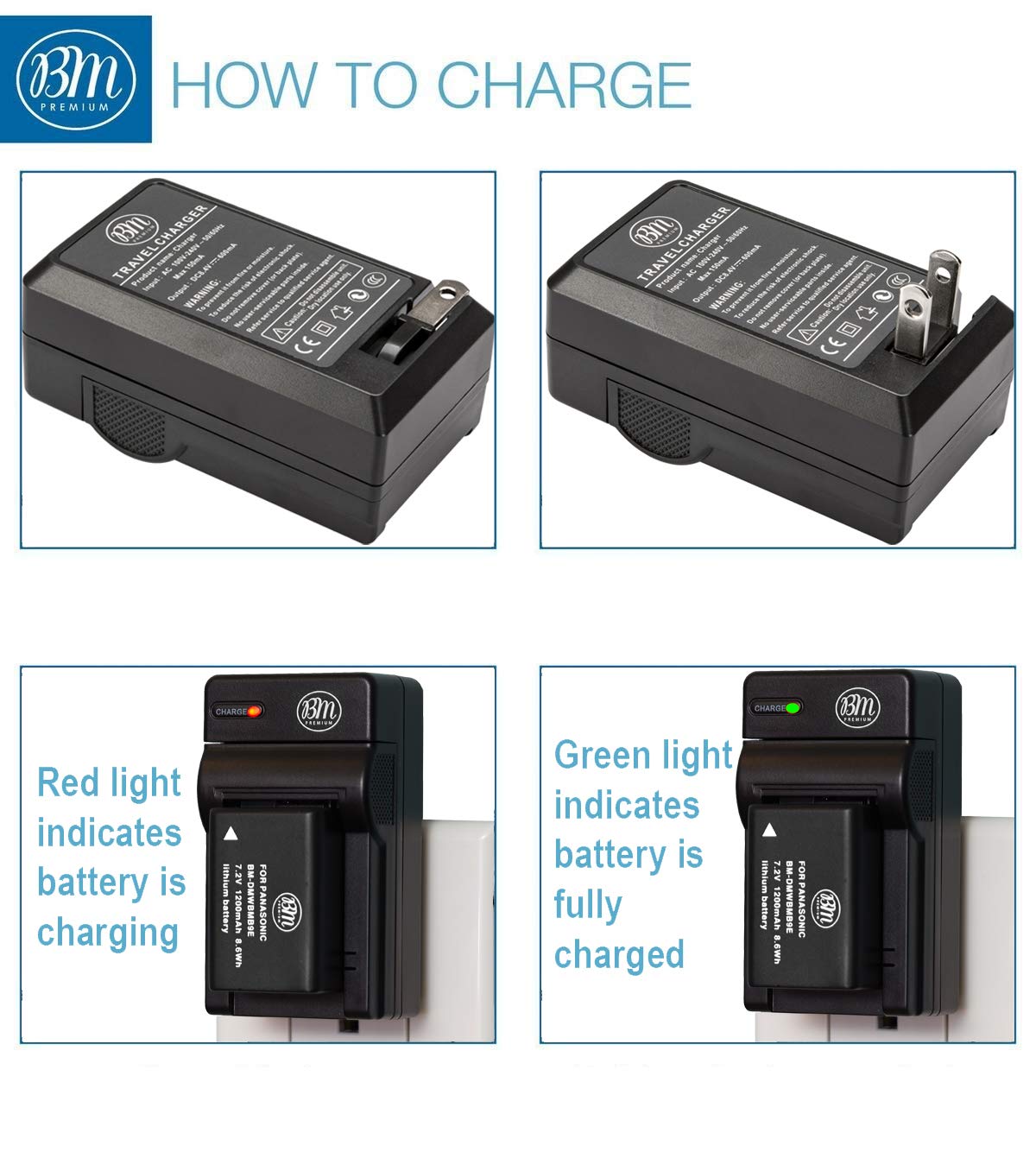 BM Premium DMW-BMB9 Battery and Battery Charger for Panasonic Lumix DC-FZ80, DMC-FZ40K, DMC-FZ45K, DMC-FZ47K, DMC-FZ48K, DMC-FZ60, DMC-FZ70