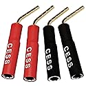 CNCESS 4mm Banana Female Jack to 2mm Bend Pin Banana Plug Adapter, Screw Type Speaker Wire Connector, 4 Pack