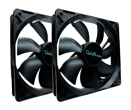 APEVIA CF214S-BK 140mm 4pin Molex & 3pin Motherboard Black Silent Case Fan (2-pk)