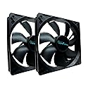 APEVIA CF214S-BK 140mm 4pin Molex & 3pin Motherboard Black Silent Case Fan (2-pk)