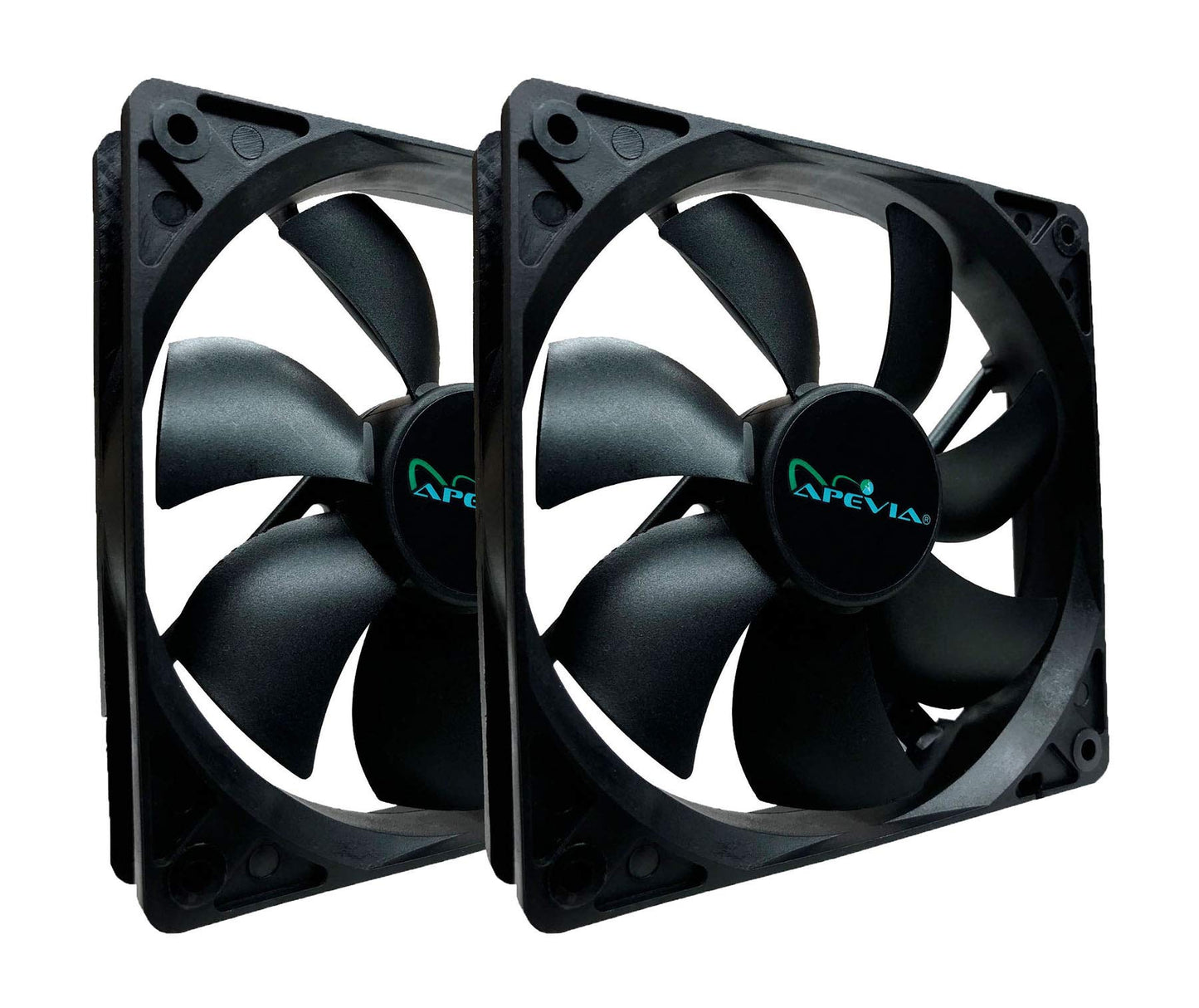 APEVIA CF214S-BK 140mm 4pin Molex & 3pin Motherboard Black Silent Case Fan (2-pk)