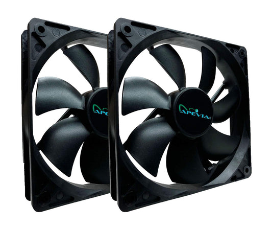 APEVIA CF214S-BK 140mm 4pin Molex & 3pin Motherboard Black Silent Case Fan (2-pk)
