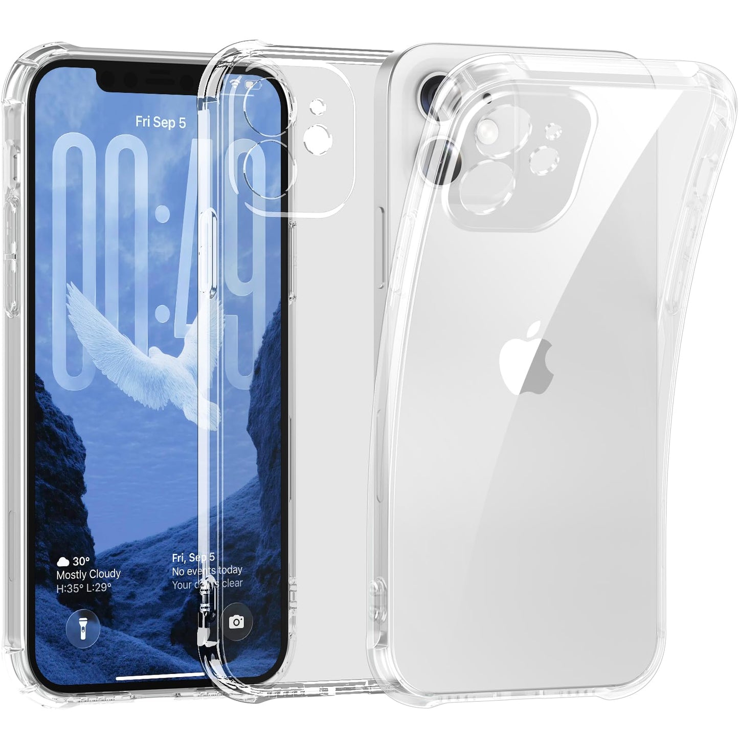 SaiMeun Clear Case for iPhone 12 Mini,[Not-Yellowing][Military Drop Protection] Soft Shockproof Transparent Phone Case, Ultra Slim & Thin Protective