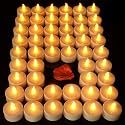 Pandaing Lasts 2X Longer Flameless Tealight Candles [100 Pack, Batteries Included], Realistic Tea Lights Candles, Flickering Bright Tealights, Battery