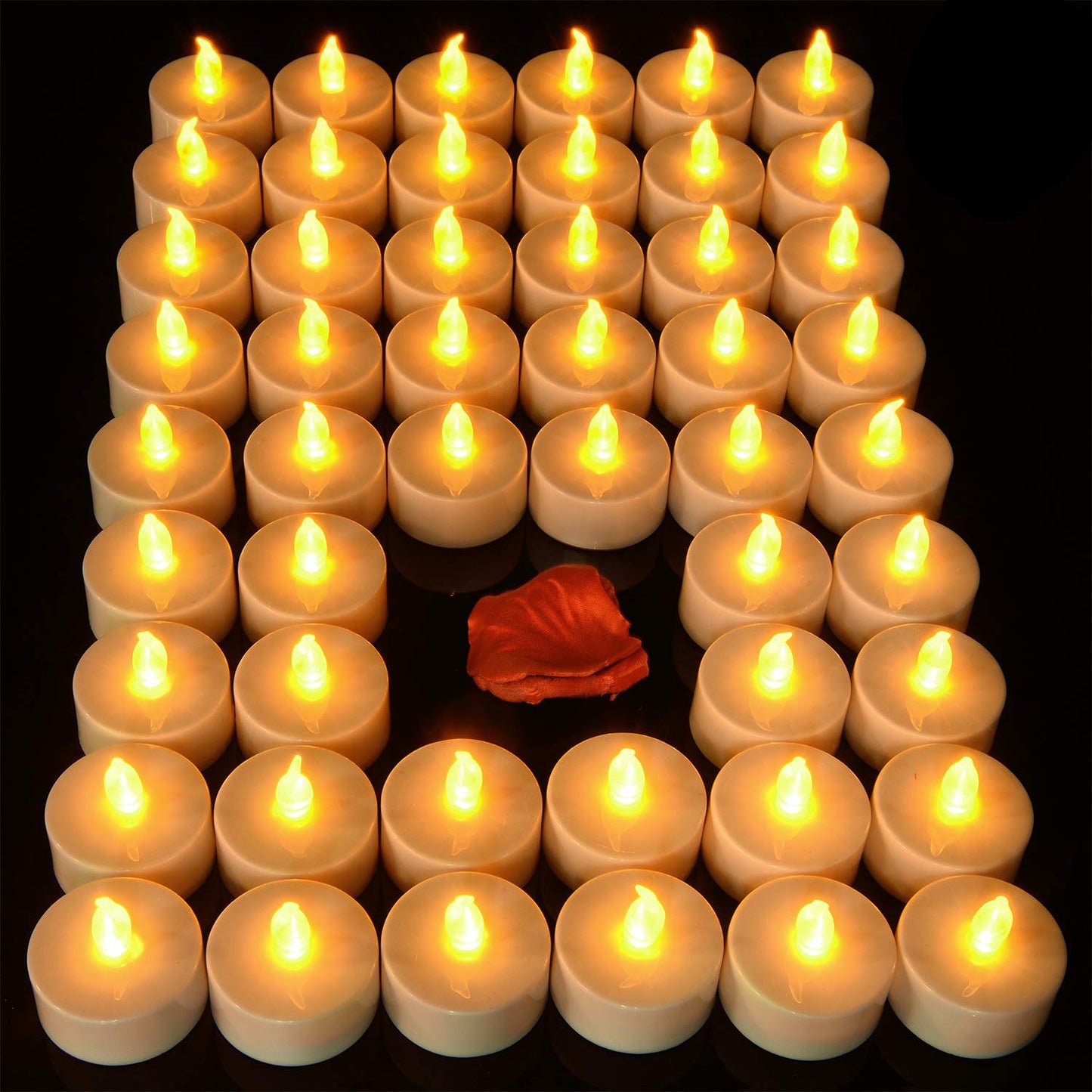 Pandaing Lasts 2X Longer Flameless Tealight Candles [100 Pack, Batteries Included], Realistic Tea Lights Candles, Flickering Bright Tealights, Battery