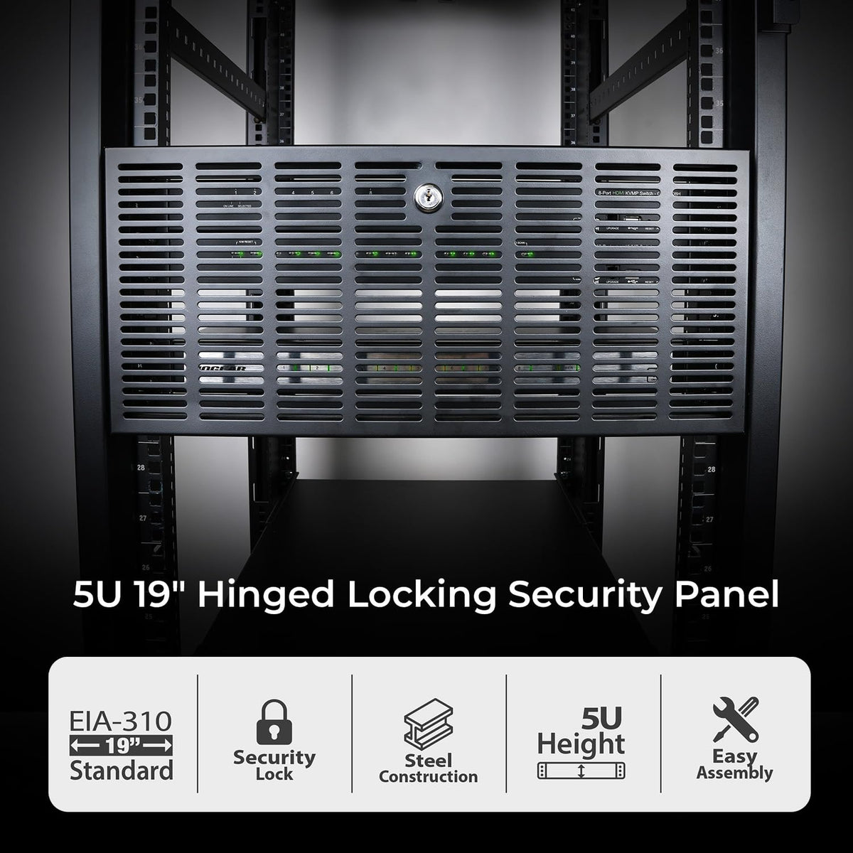 IOGEAR 5U 19" Hinged Locking Security Panel, GRHSP5U