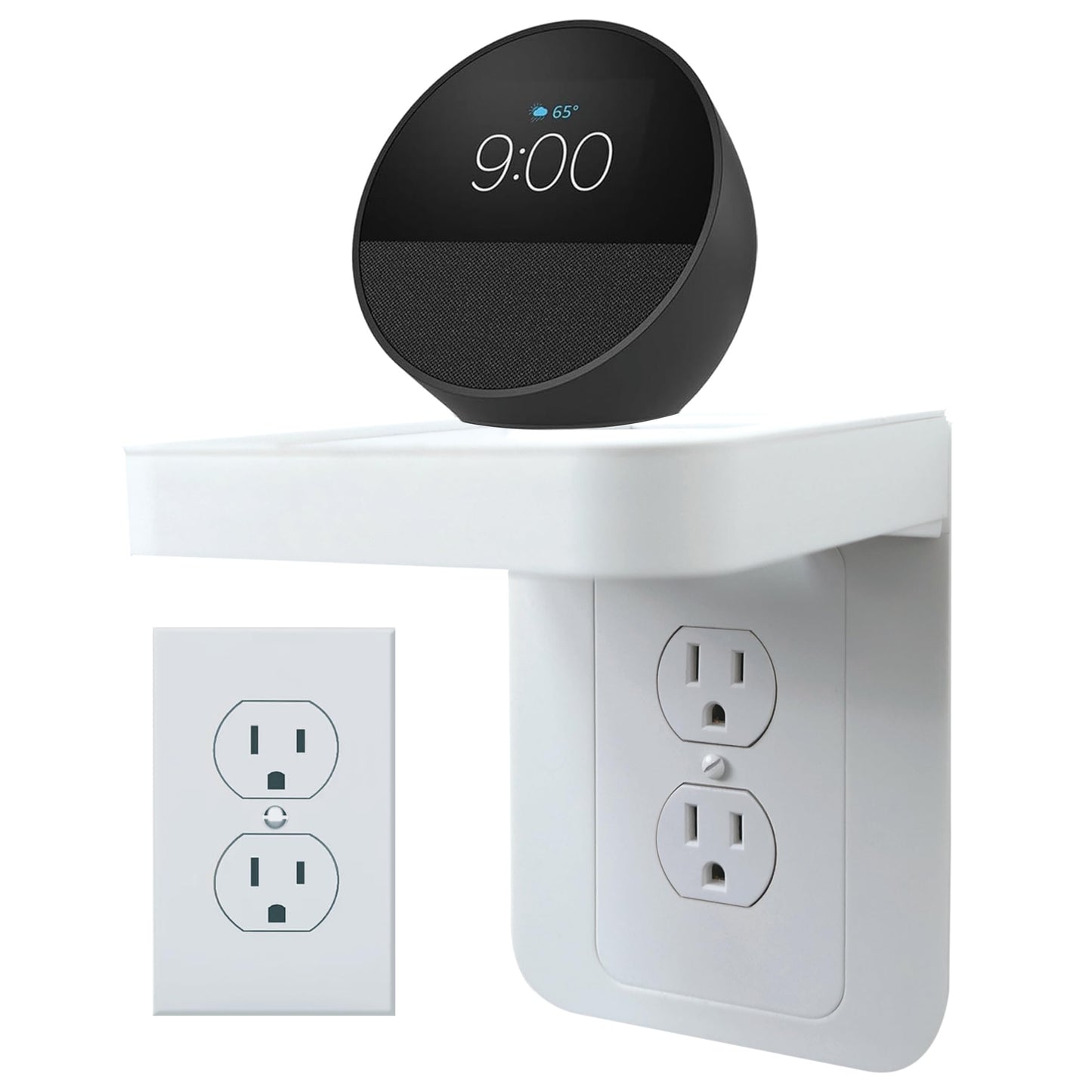 BELIEFLUO Outlet Shelf Holder Fit for Duplex Receptacle, Bathroom Decor,Cable Management,A Space Saving Solution, Homepod Mini Google Home/Echo/Smart