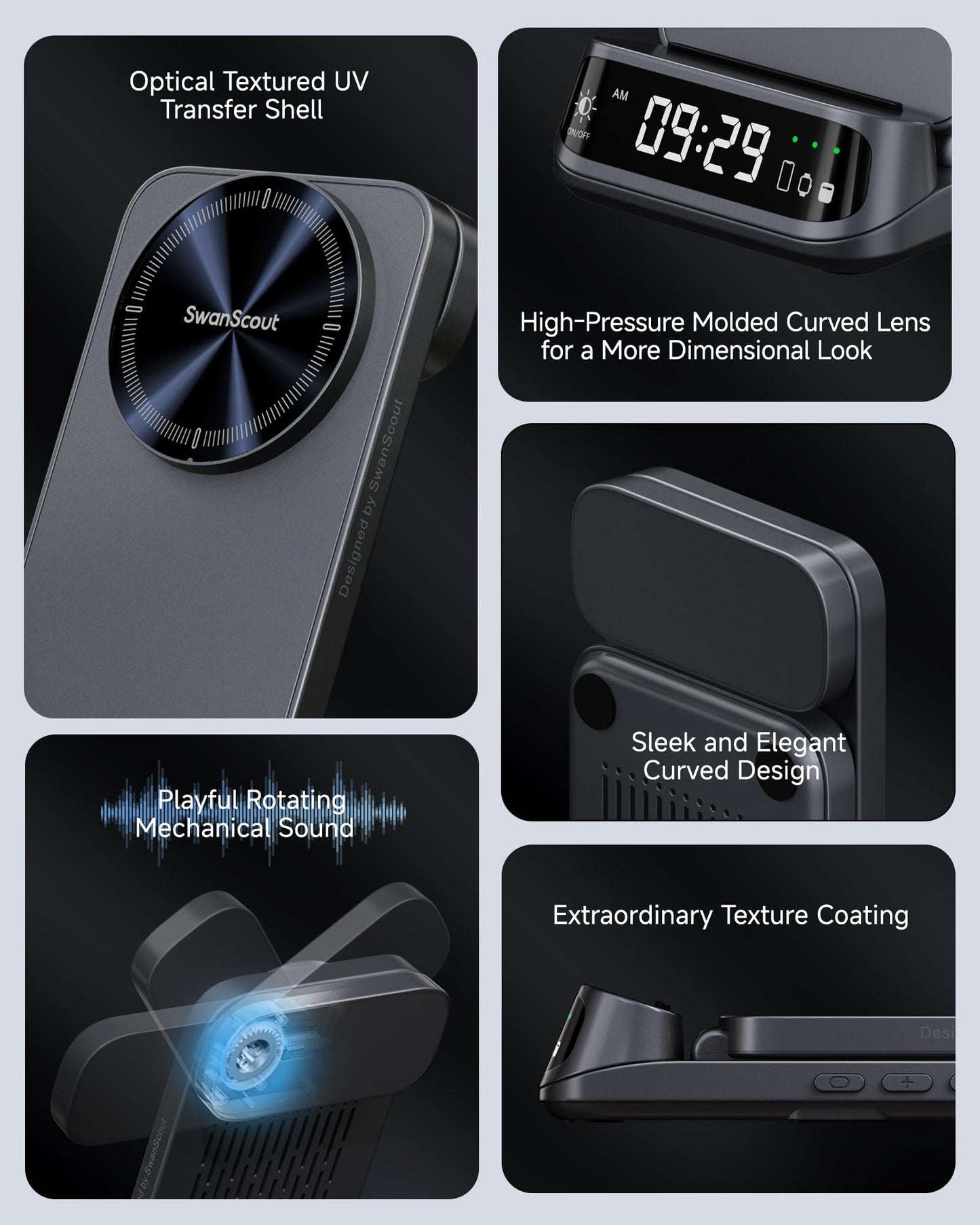 MagSafe Charger Stand with Dimmable Clock, Foldable 3 in 1 Magnetic Wireless Charging Station for iPhone Air/17/16/15 Series, Apple Watch & AirPods