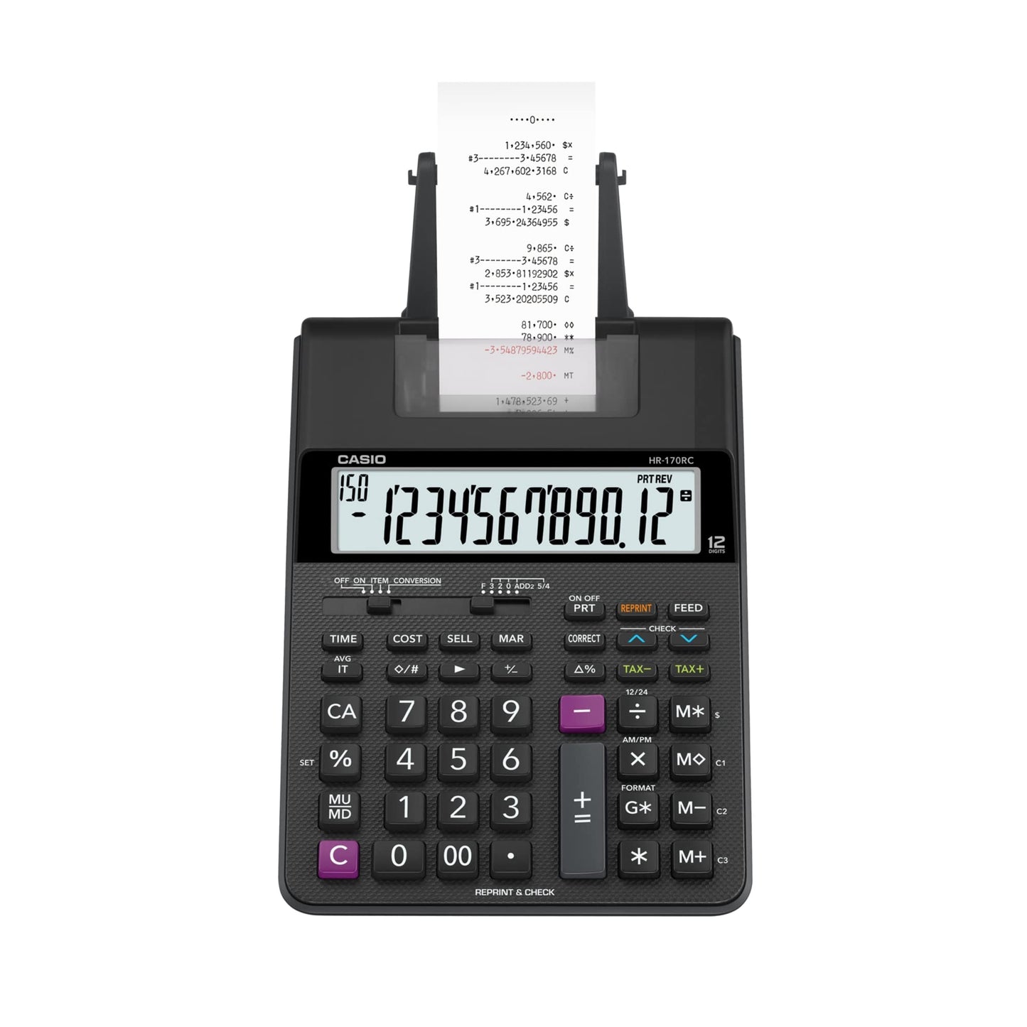 Casio HR-170RC Printing Calculator, Black, 2.6" x 6.5" x 11.6"