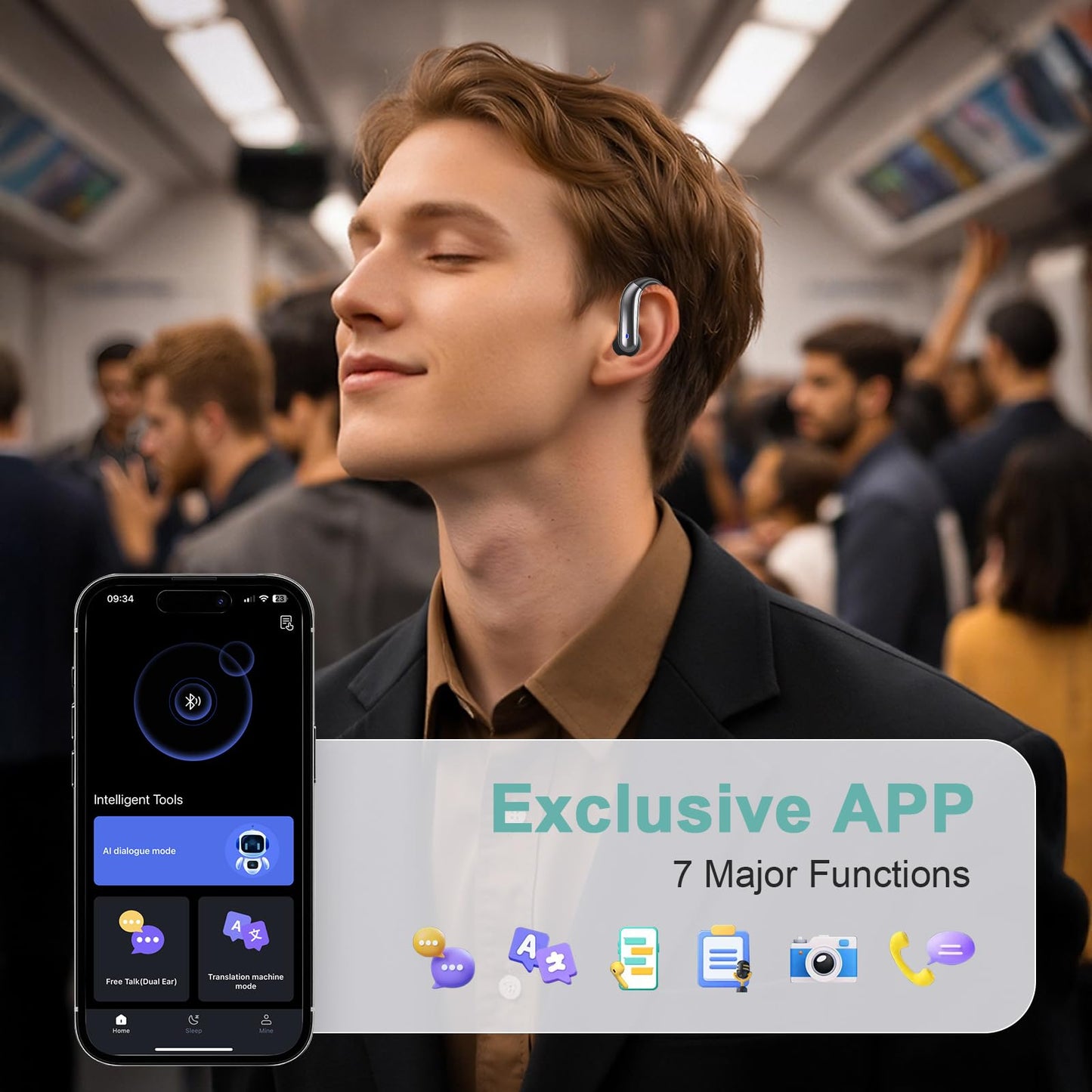 AI Translation Earbuds Real Time, Translator Headphones 164 Languages & Accents, Audifonos Traductores Inglés Español, Bluetooth5.4Device for Travel