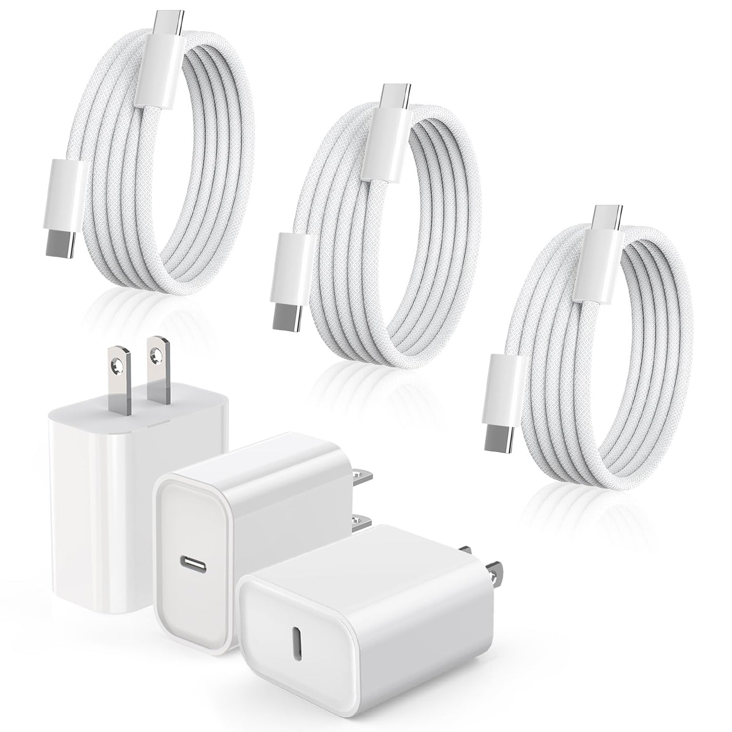 iPhone Charger Fast Charging, Fast iPad Charger 3Pack 20W USB C Wall Charging Block, 3.3FT Type C to C Cable for iPhone 17/17 Pro/17 Pro
