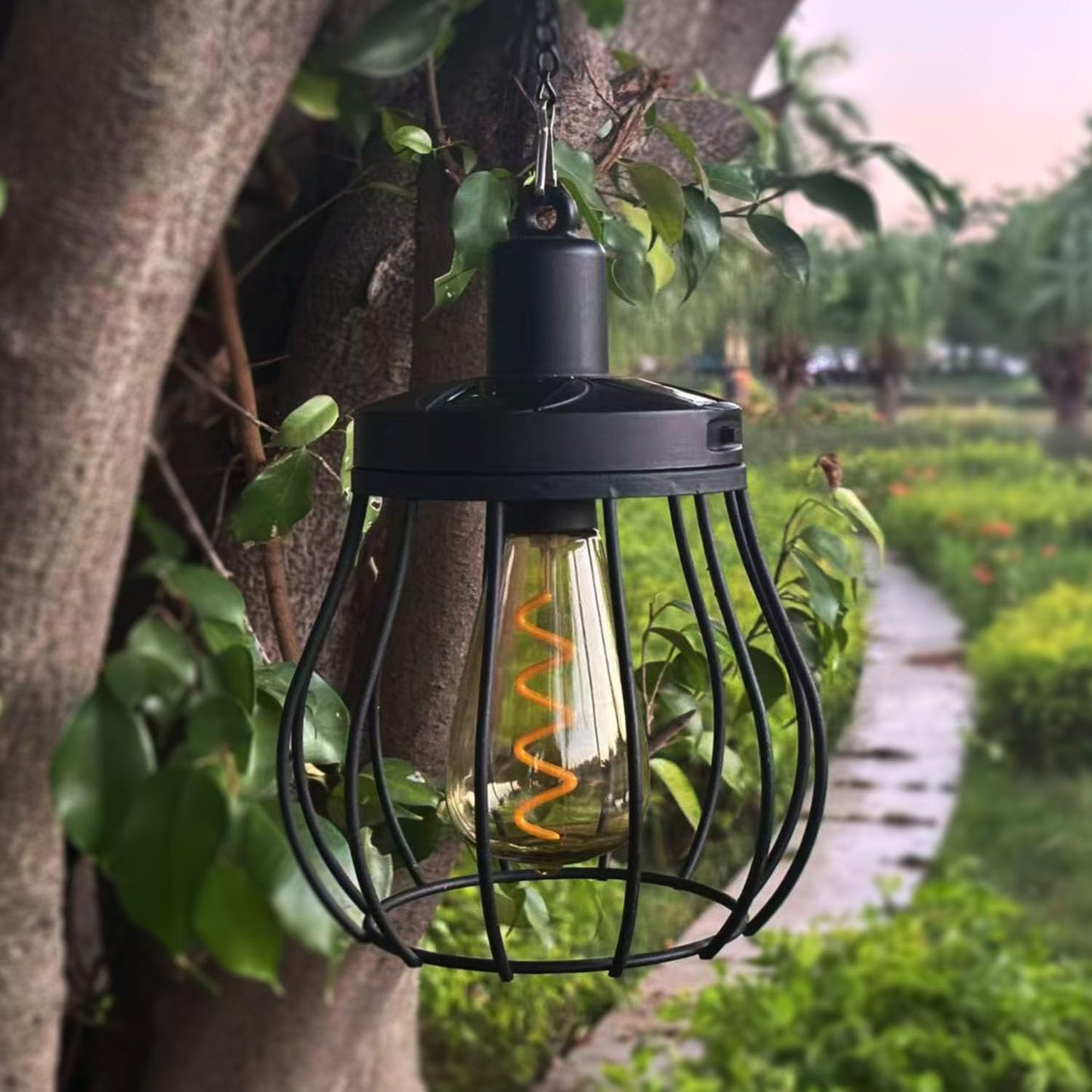 Solar Lantern Outdoor Hanging Lights Upgraded Edison Bulb Design Waterproof LED Lighting Metal Solar Powered Lanterns for Women Mom Grandma for Yard