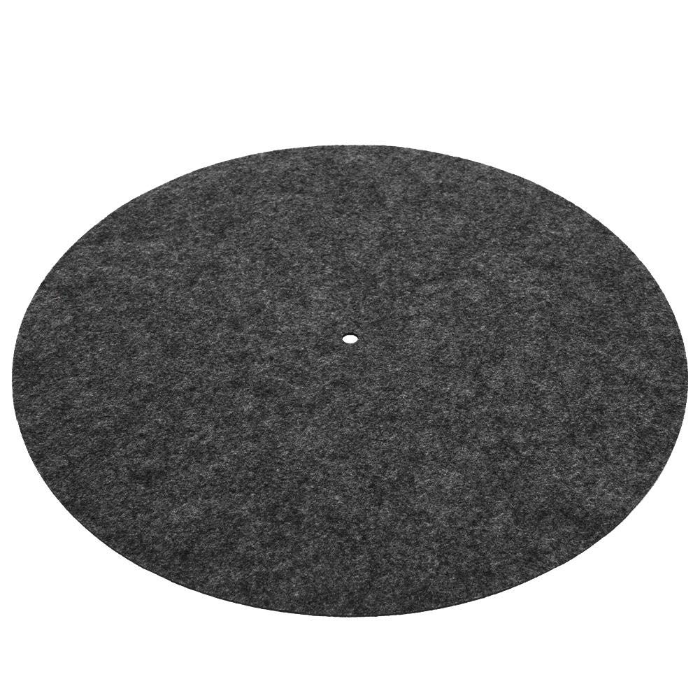 Turntable Platter Mat, Wool Anti-Vibration Turntable Cushion Pad for Record Players Pad Accessory(Black)