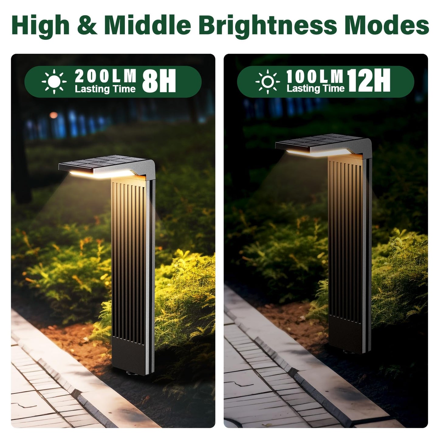 COXSENI Solar Pathway Lights Outdoor 4Pack, Bright 60LED Solar Path Lights Outside Waterproof, Warm & Cool Walkway Lights Solar Powered, Landscape