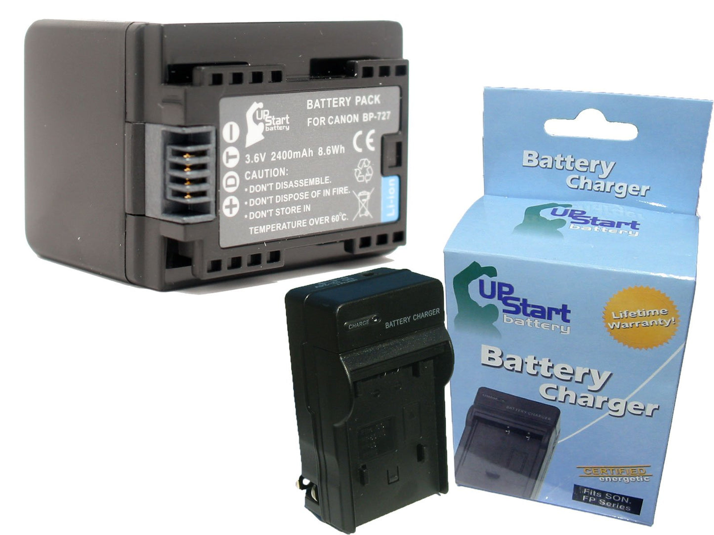 BP-727 Decoded Battery and Charger for Canon HF R300, HF R400, HF M500, HF M50, HF M52, HF R40, HF R30, HF R42, HF R32 Camcorder