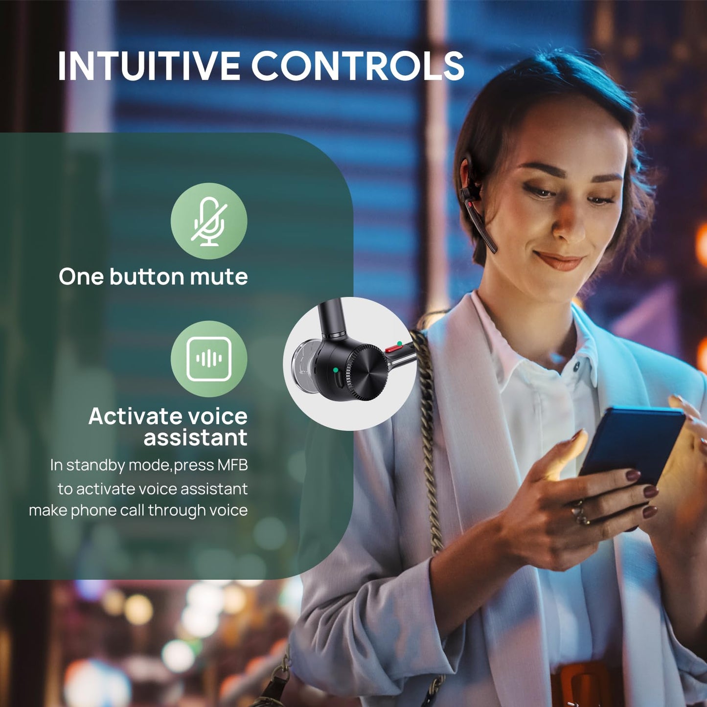 Yealink Bluetooth Headset BH71,Wireless Bluetooth Earpiece with 4 Noise Canceling Microphones,Teams&Zoom Certified,Mute Function,Connect to Cell