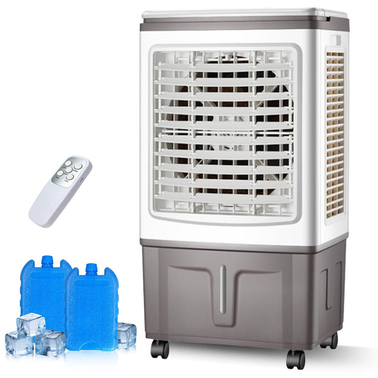 8 Gallon Evaporative Air Cooler Fan with Remote, 4-in-1 Tower Cooler, 2 Ice Boxes, Wide-Angle Airflow for Indoor