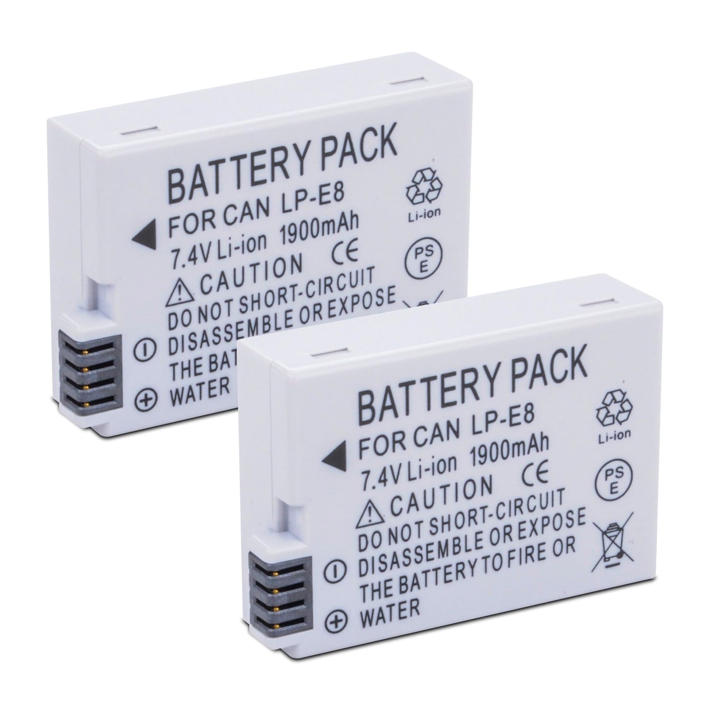 ANCBD 2-Pack LP-E8 Battery Compatible with Canon EOS Rebel T2i, T3i, T4i, T5i, 550D, 600D, 650D, 700D, Kiss X7i X6i X4 X5 X6 Digital Cameras (Not