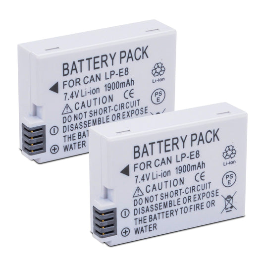 ANCBD 2-Pack LP-E8 Battery Compatible with Canon EOS Rebel T2i, T3i, T4i, T5i, 550D, 600D, 650D, 700D, Kiss X7i X6i X4 X5 X6 Digital Cameras (Not