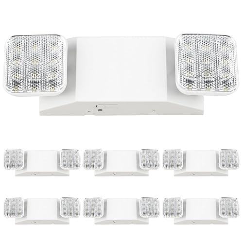 Sunco 6 Pack LED Emergency Lights for Business, Commercial Lighting, Power Outages, Offices, with Backup Battery (90 Minutes), Wall Mount, Hard Wired