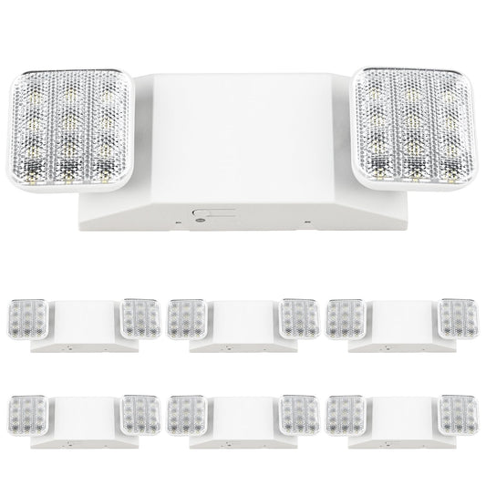 Sunco 6 Pack LED Emergency Lights for Business, Commercial Lighting, Power Outages, Offices, with Backup Battery (90 Minutes), Wall Mount, Hard Wired