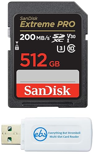 SanDisk SDXC Extreme Pro 512GB Memory Card Works with Panasonic Lumix DC-GH7 and DC-G9 II Mirrorless Camera (SDSDXXD-512G-GN4IN) Bundle with (1)