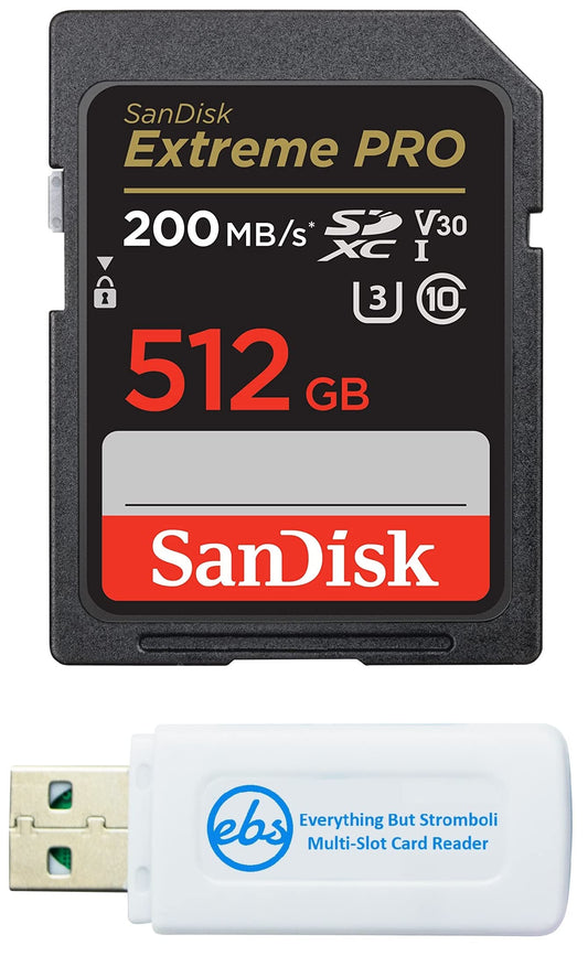SanDisk SDXC Extreme Pro 512GB Memory Card Works with Panasonic Lumix DC-GH7 and DC-G9 II Mirrorless Camera (SDSDXXD-512G-GN4IN) Bundle with (1)
