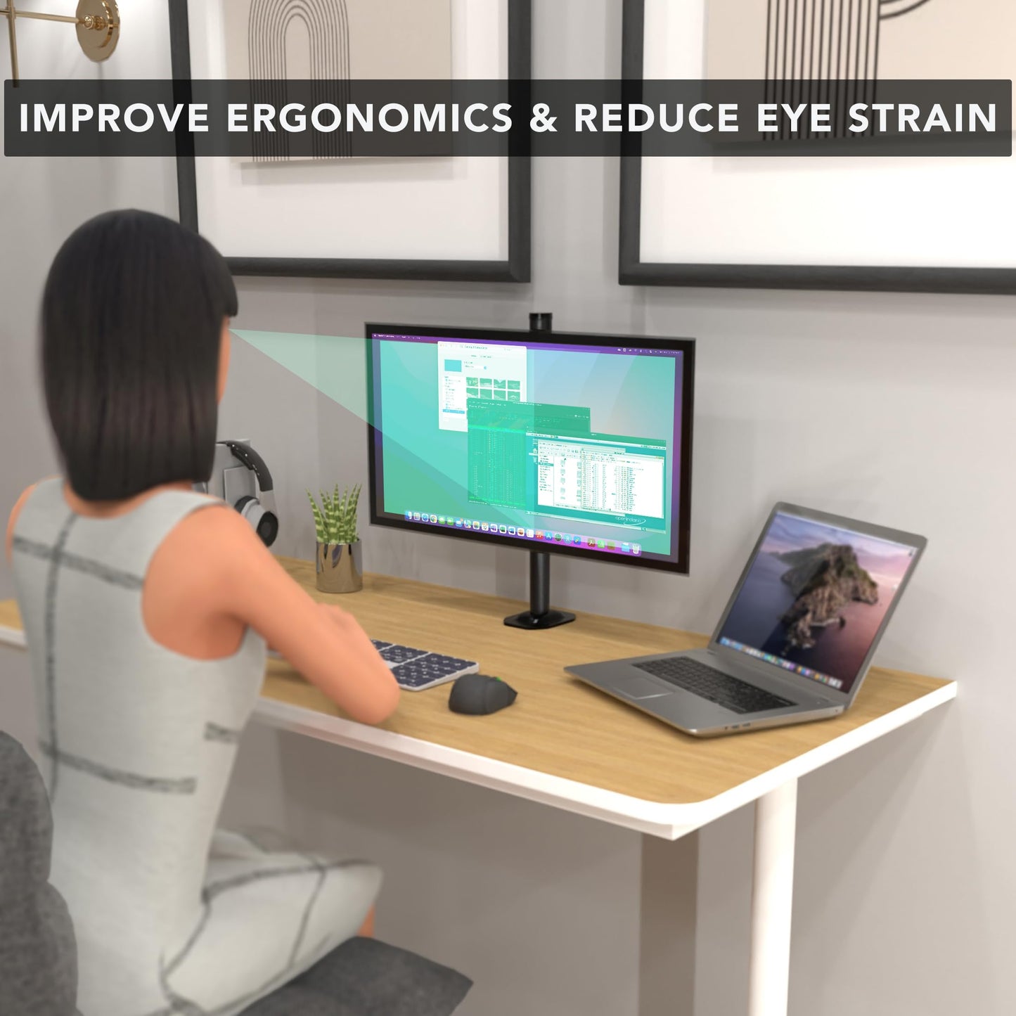 Mount-It! Single Monitor Desk Mount - Computer Screen Stand with Full Motion Adjustability - VESA Monitor Bracket Up to 32" 19.8 lbs - 360° Rotation