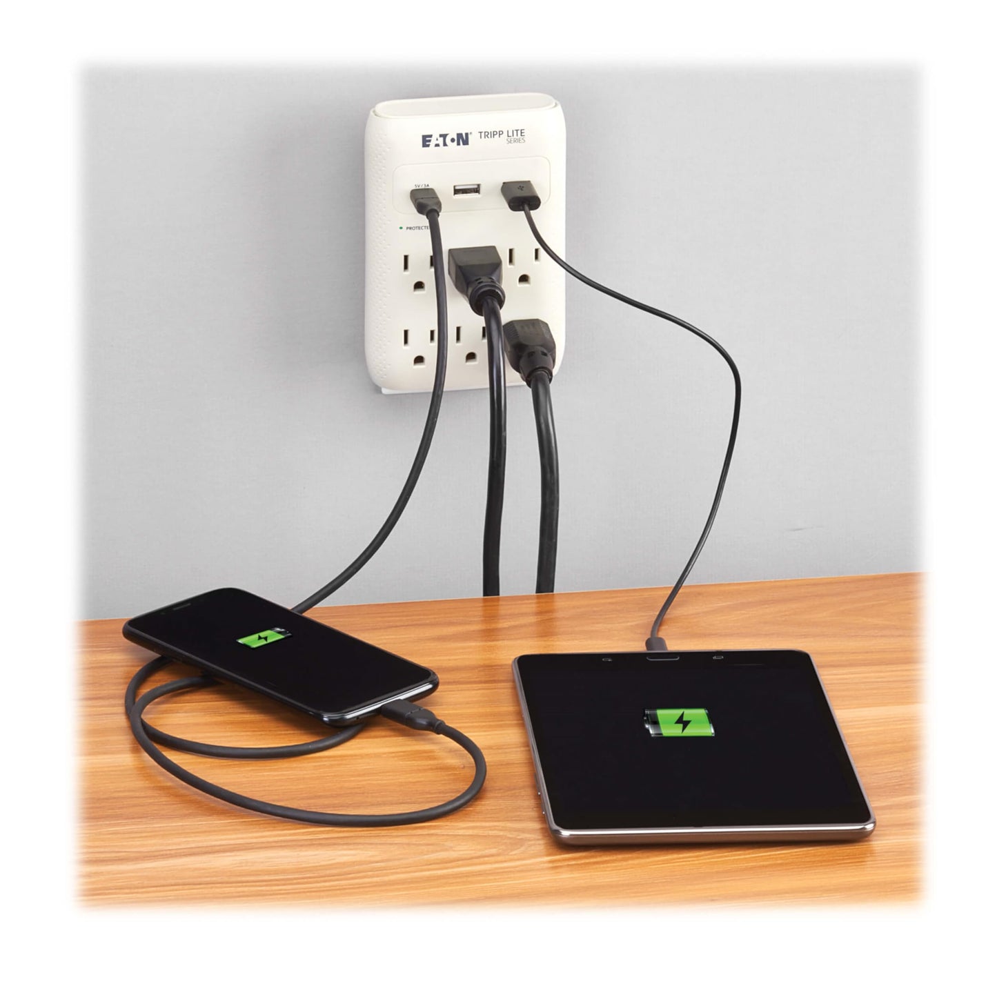 Eaton Tripp Lite SK60C Wall Surge Protector Power Strip & USB Wall Charger, 6-Outlet Extender, 1 USB-C + 2 USB Ports, 1080 Joules, Multi-Plug Outlet