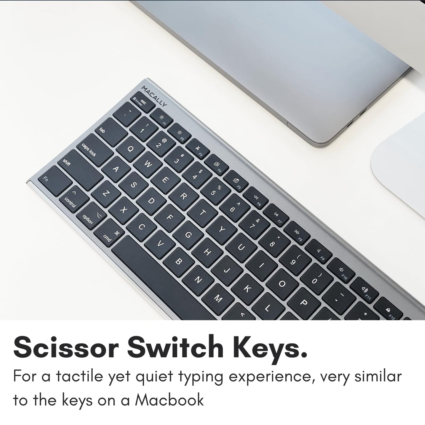 Macally Ultra-Slim USB Wired Computer Keyboard - Works Great as Both a Windows or Wired Mac Keyboard - Compatible Full Size Apple Keyboard