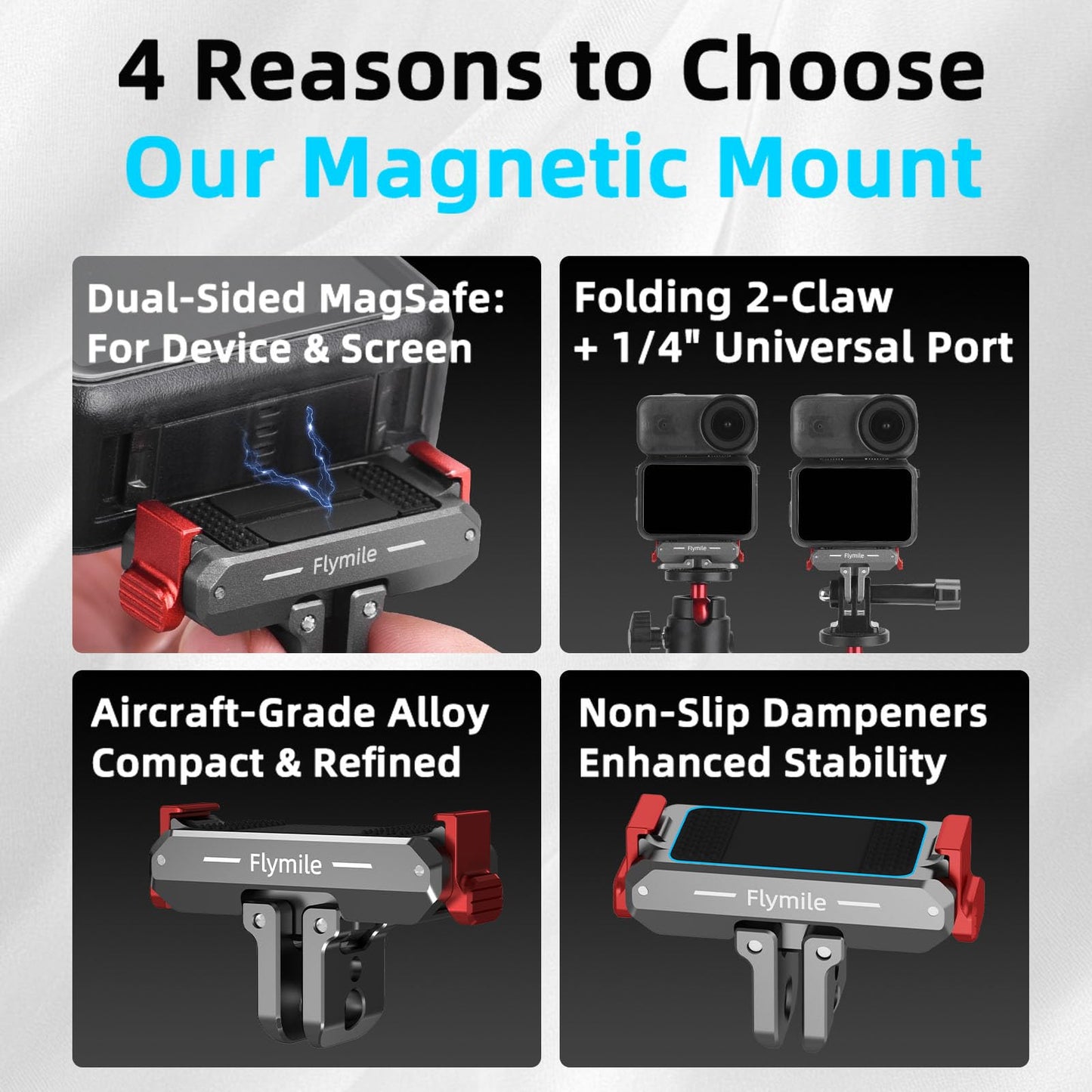 BRDRC Quick Release Mount for DJI Nano/Action 6, Aluminum Alloy Magnetic Expansion Adapter with Go Pro & 1/4 Inch Screw Adapter for DJI Osmo