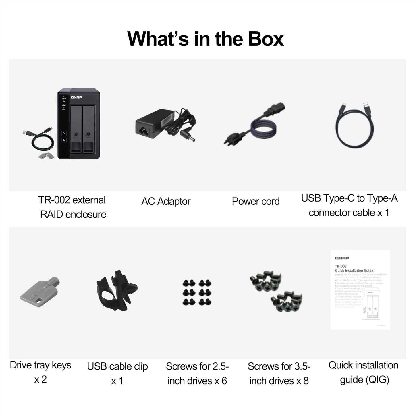 QNAP TR-002-A-US 2 Bay USB Type-C Direct Attached Storage (DAS) with Hardware RAID (Diskless)