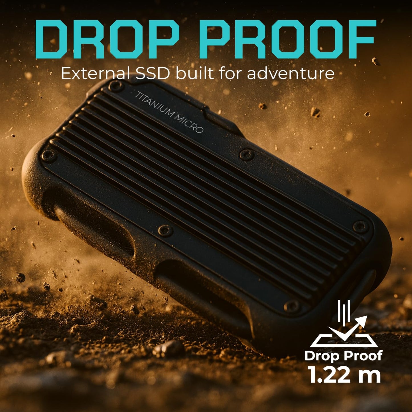 Titanium Micro External SSD 500GB - Mercury Portable SSD, Up to 1000MB/s, USB 3.2 Gen 2 USB-C USBA, Rugged IP66 Water Resistance, Drop Proof, External