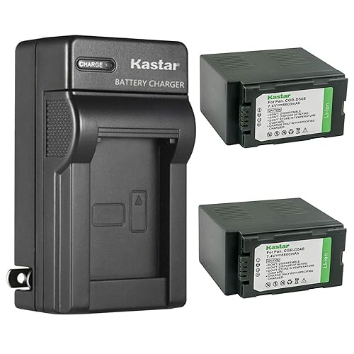 Kastar 2-Pack CGA-D54 Battery and AC Wall Charger Replacement for Panasonic AG-DVC80 AG-DVC80P, AG-DVC180 AG-DVC180A, AG-DVX100, AG-DVX100A