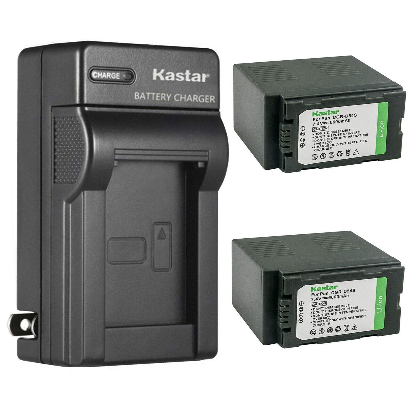 Kastar 2-Pack CGA-D54 Battery and AC Wall Charger Replacement for Panasonic AG-DVC80 AG-DVC80P, AG-DVC180 AG-DVC180A, AG-DVX100, AG-DVX100A