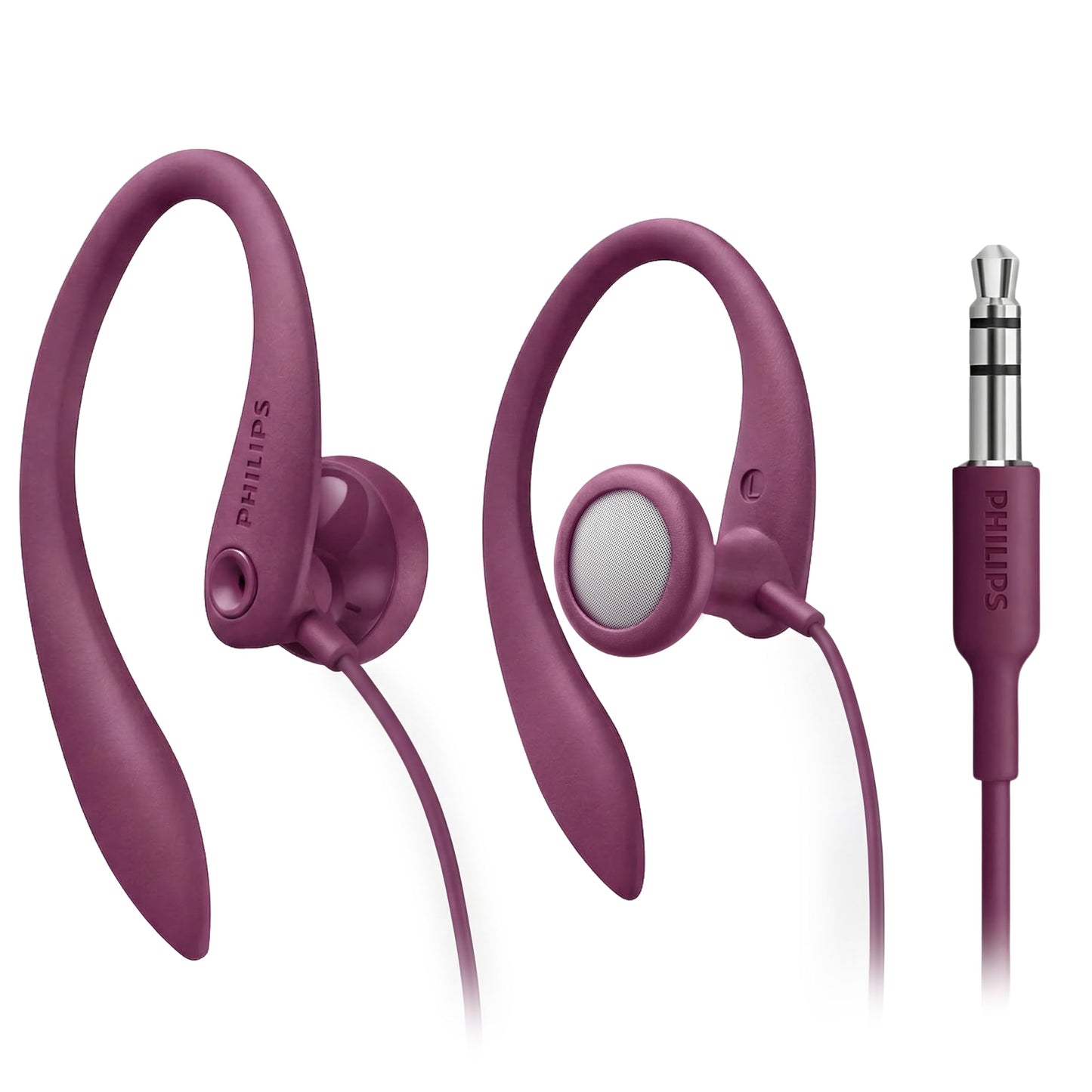 PHILIPS SHS3200PK Flexible Earhook Headphones, Pink
