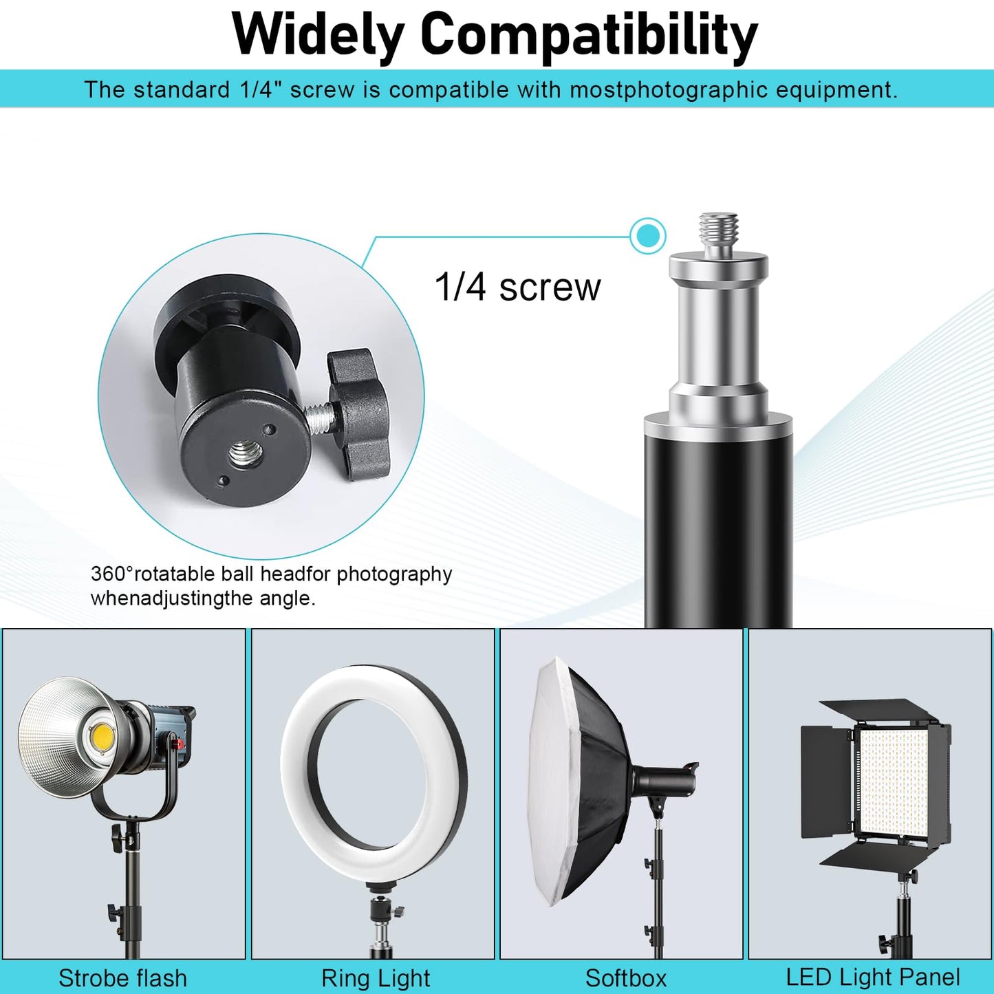 Photography Light Stand, 110"/9.2ft/280cm Portable Reverse Folding Tripod with Travel Bag Aluminum Heavy Duty
