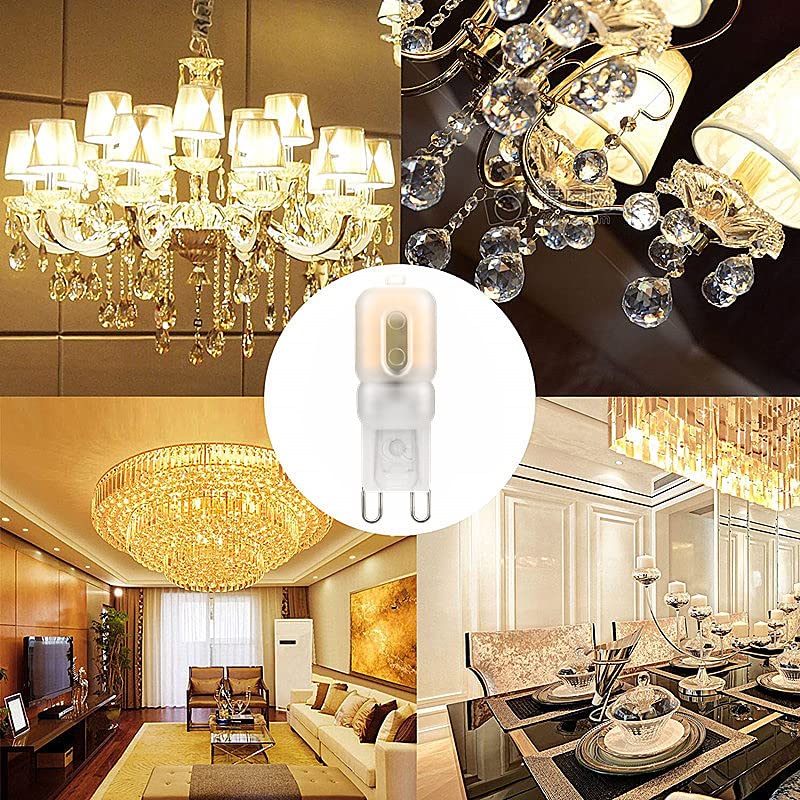 Sriomny G9 LED Bulb 2W Equivalent to 20?25W Halogen lamp 10-Pack T4 G9 Warm White 3000K 120V G9 Base, Crystal Chandelier, 360°Omni-Directional