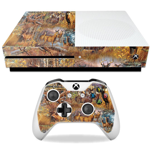 MightySkins Skin Compatible with Microsoft Xbox One S - Deer Pattern | Protective, Durable, and Unique Vinyl Decal wrap Cover | Easy to Apply, Remove